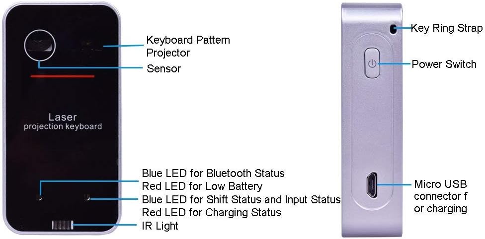 Bluetooth Wireless Laser Projection Virtual Keyboard Portable Full-Size Keypad